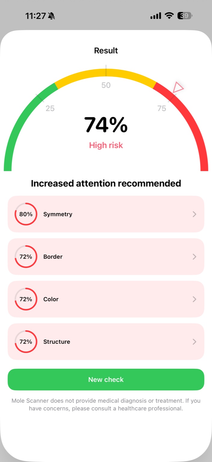 Mole Scanner app screen 4